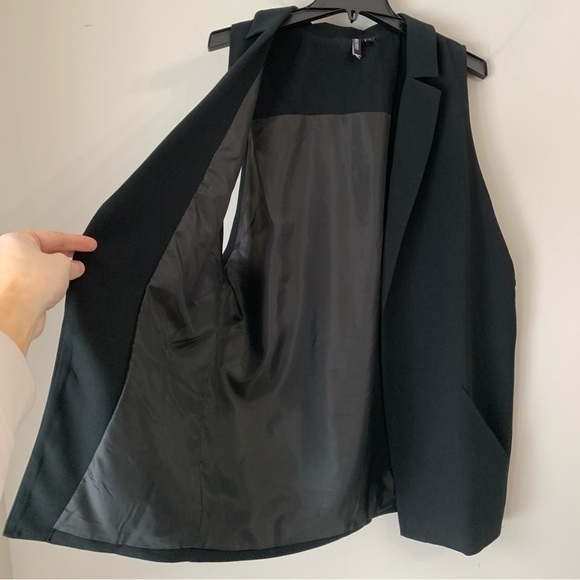 Valette Black Vest Lapel Neck Open Front Vest Jacket Size Large - Picture 3 of 10